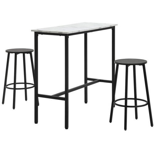Nesta 3-delni barski set, miza in 2 barska stola, jeklo, bela in črna, za kuhinjo, jedilnico in jedilno skupino, (5000493646) Cene