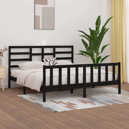  Posteljni okvir črn iz trdne borovine 200x200 cm, (20648297) Slike