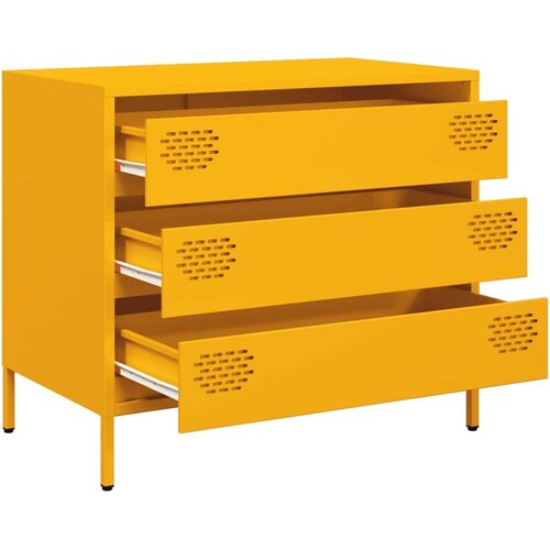 VidaXL Komoda gorčično rumena 68x39x58,5 cm hladno valjano jeklo Slike