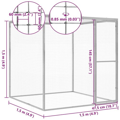  Kavez za mačke 1,5 x 1,5 x 1,5 m od pocinčanog čelika Slike