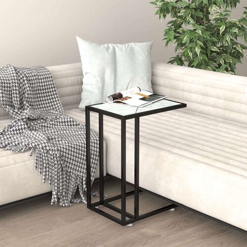  Računalni&amp;scaron;ka stranska mizica bel marmor 50x35x65 cm steklo, (20712522) Slike