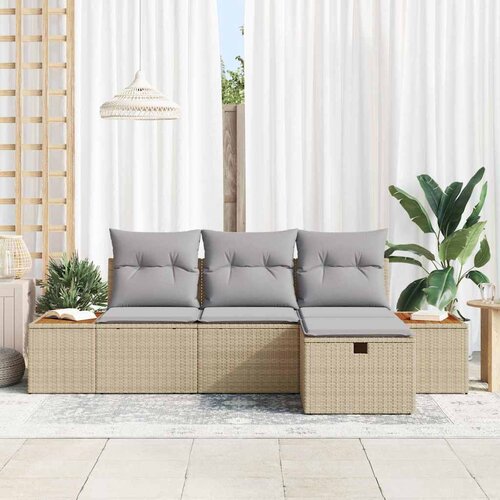  Sjedeća garnitura za vrt 4 kom. Bež poliratan 55 x 62 x 69 cm Slike