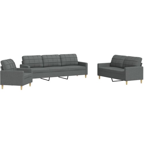  3-dijelni set sofa tamnosivi od tkanine Slike