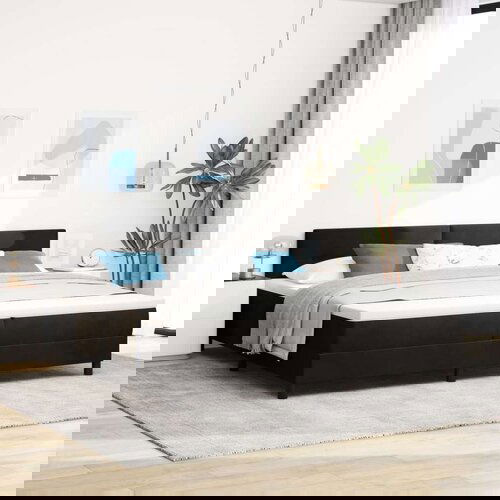 Box Spring Krevet s Madracem Crni 200x200 cm Baršun Cijene