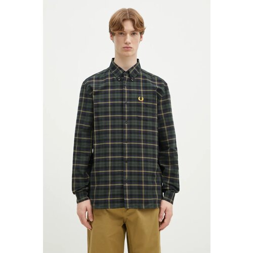 Fred Perry Srajce z dolgimi rokavi OXFORD TARTAN SHIRT Zelena Cene