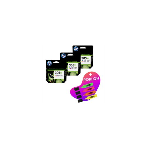 HP Komplet tinta 3YM63AE nr.305XL (boja), original, 3 komada + GRATIS POKLON Slike