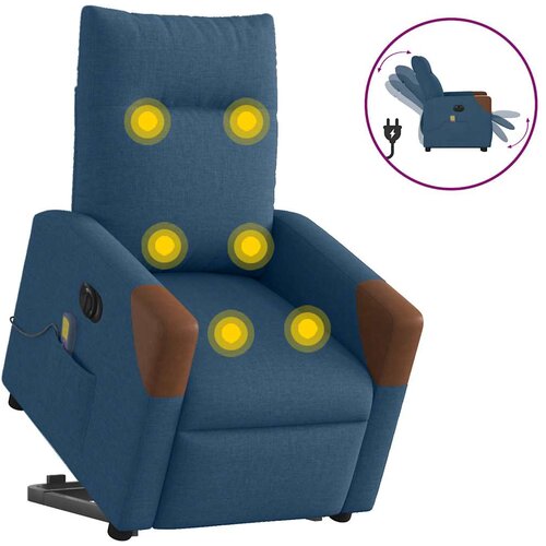 vidaXL Električni masažni naslanjač s funkcijo vstajanja modro blago, (21824535) Cene