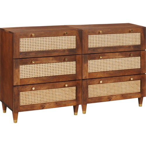 vidaXL Kredenca 2 pcs Rjava 60 x 33.5 x 75 cm Trden mangov les Cene