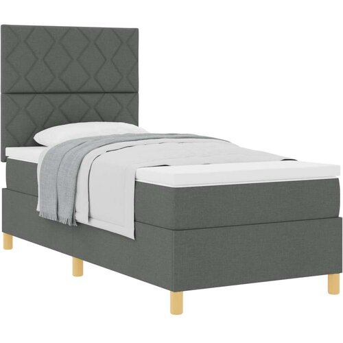 vidaXL Box Spring Bed z vzmetnico temno siva enosobna tkanina Cene