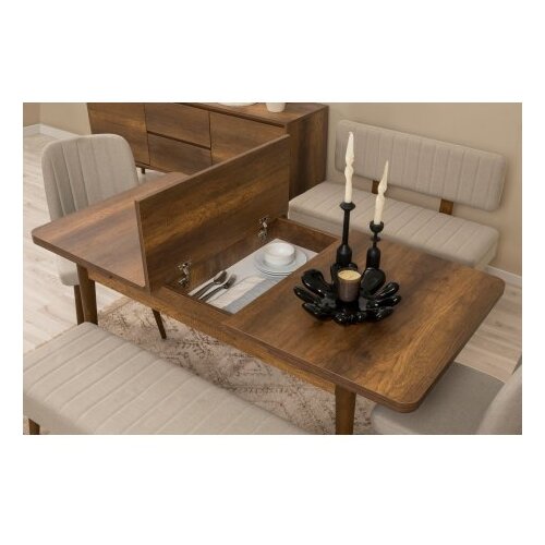 Hanah home Trpezarijski set Vina Bench 04 1005, 6 delova, Krem Slike