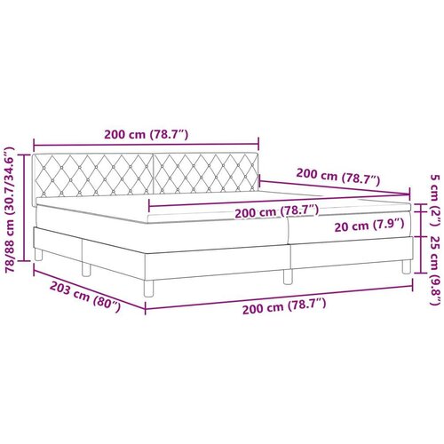 vidaXL Box Spring Krevet s Madracem Tamnoplavi 200x200 cm Baršun Cene