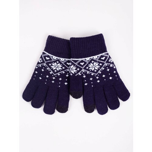 Yoclub Kids's Girl's Five-Finger Touchscreen Gloves RED-0019G-AA5C-001 Navy Blue Slike