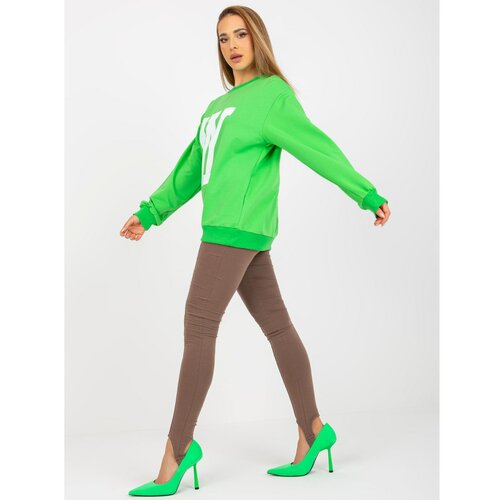 Fashion Hunters Light green printed sweatshirt without a hood Slike