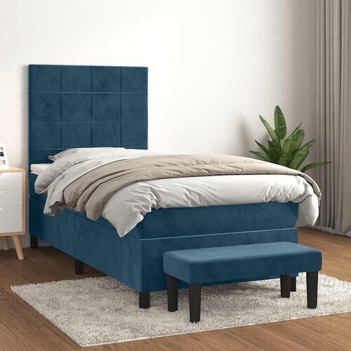 Box spring krevet s madracem tamnoplavi 90x190 cm bar&scaron;unasti Cijene
