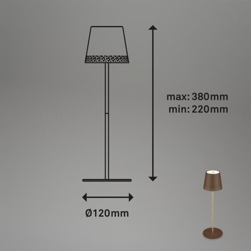 BRILO LED stona punjiva dodirna lampa KIKI LED/2,6W/5V IP44 2600 mAh braon Slike