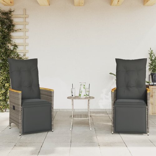  3-dijelni bistro set od poliratana s jastucima sivi Slike