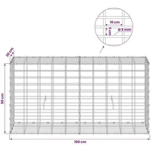  Gabion s žicom debljine 5 mm i mrežom 5x10 cm 100x30x50 cm - 30 cm 50 cm 100 cm Slike
