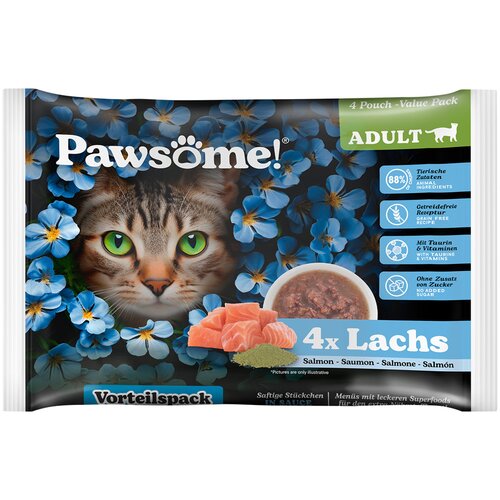 Pawsome Adult Cat 4 x 85 g - Losos Slike