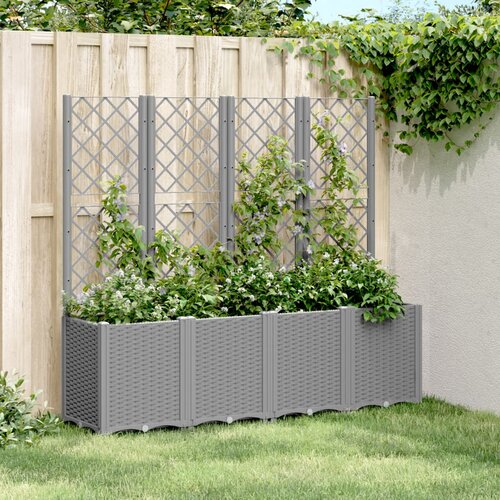 vidaXL Vrtna sadilica s rešetkom svjetlosiva 160 x 40 x 140 cm PP Cijene