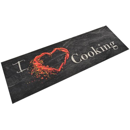 vidaXL Kuhinjska preproga pralna napis Cooking črna 60x180 cm žamet Cene