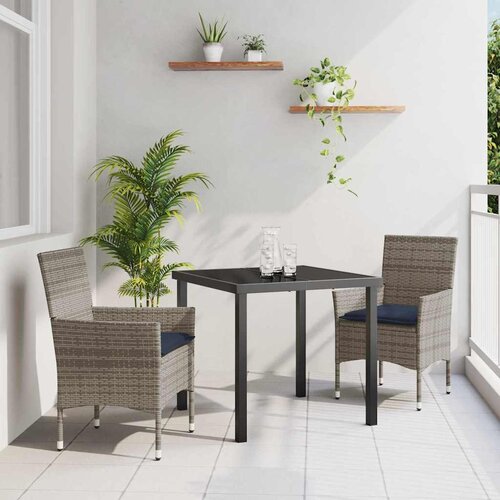  Set stola i stolica 3 pcs Siva i tamnoplava PE ratan Cene