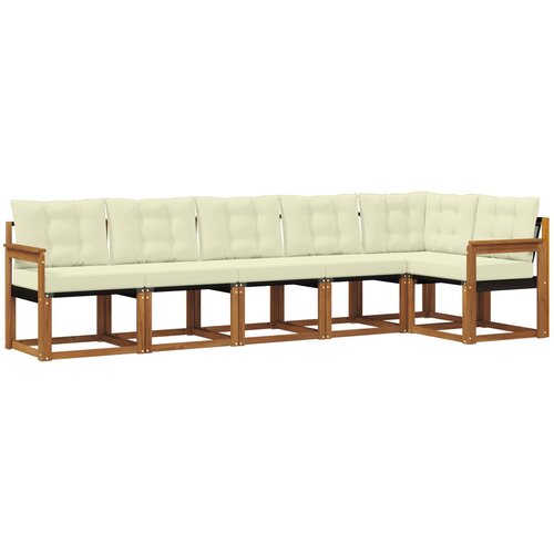  Set vanjskih sofa 6 kom. Prirodna i krem Smeđa 306 x 128,5 x 73 cm Slike