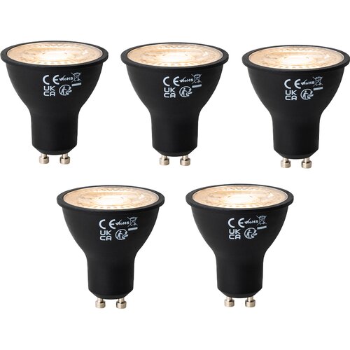 LUEDD Komplet 5 GU10 3-staps dimbaar LED lamp zwart 6W 500 lm 2200 - 6500K Cene