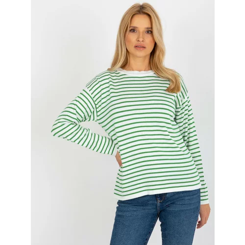Fashion Hunters Women's white-green classic striped sweater RUE PARIS