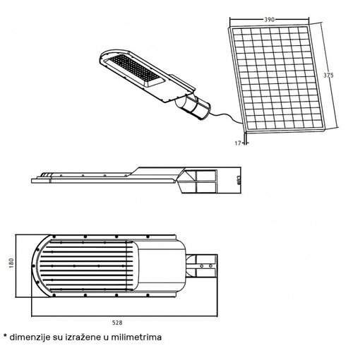 solarna led ulicna svetiljka GN-SSL316-240W 6500K 3000lm IP66 Cene