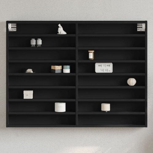 vidaXL Vitrina črna 100x8,5x75 cm iverna plošča Cene