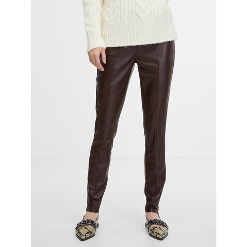 Orsay Brown women&amp;#039;s leather trousers - Women&amp;#039;s Slike