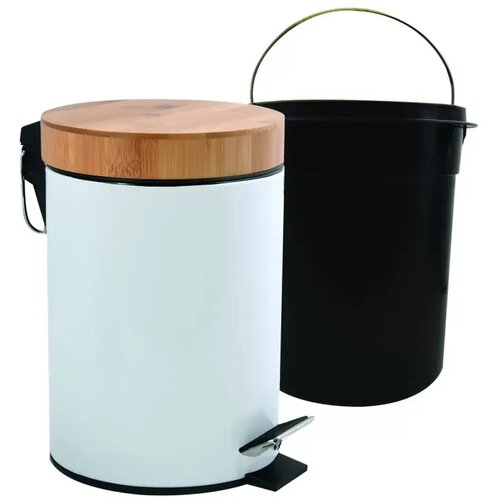  Kanta za smeće na pedalu, bambus/bijela, 3 L Slike