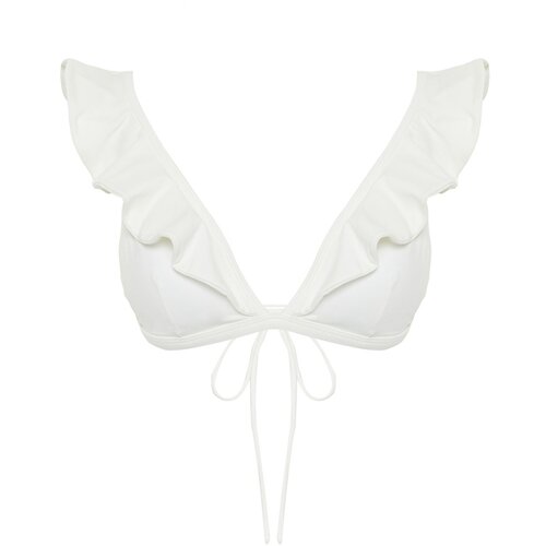 Trendyol Ecru Triangle Frilly Bikini Top Slike