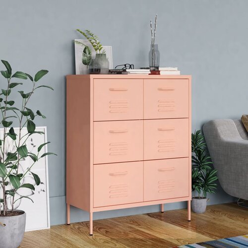 The Living Store Omarica s predali roza 80x35x101,5 cm jeklo - Omarica S Predali, (21436123) Slike