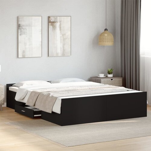 Furnova Posteljni okvir s predali črn 140x200 cm inženirski les, (21934724) Slike