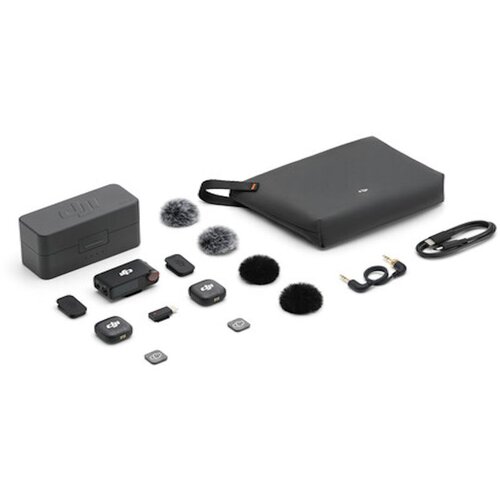 Dji Mic 3 (2TX+1RX+CC)mikrofon, prenos zvuka do 250m5.5h snimanja,48kHz 24 zvuk,OLED zaslon Slike