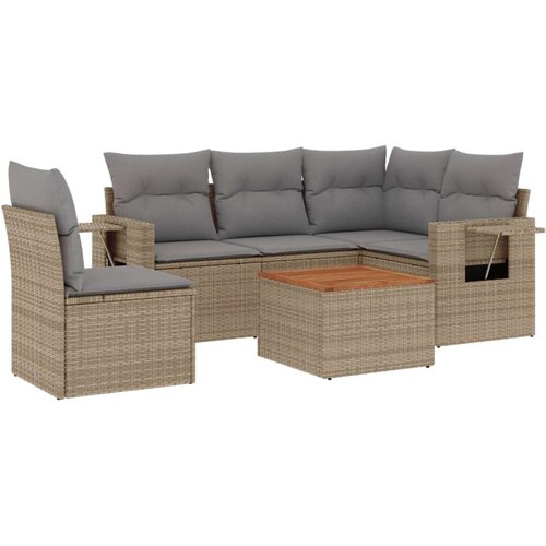 VidaXL 6-dijelni set vrtnih sofa s jastucima bež od poliratana Slike