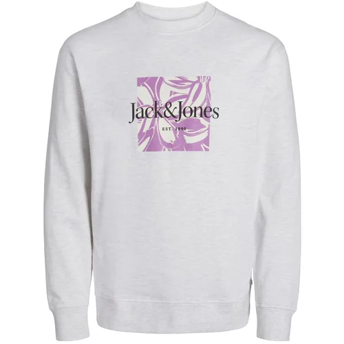 Jack & Jones Sweater majica 'LAFAYETTE' ljubičasta / crna / bijela melange