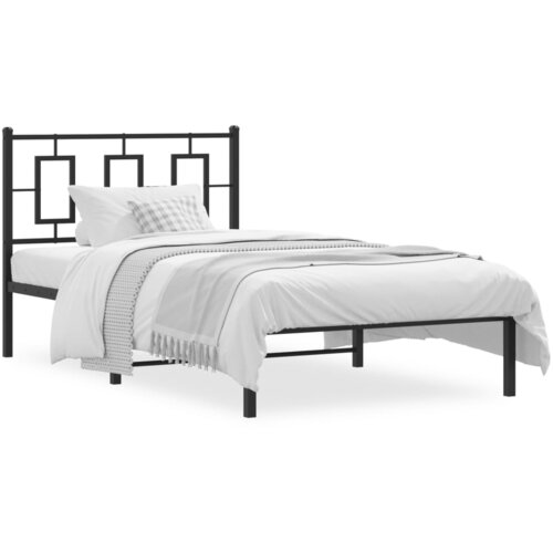Maison Chic Kovinski Postelja za odrasle - Posteljni Okvir z vzglavjem črn 100x200 cm, (22080660) Cene