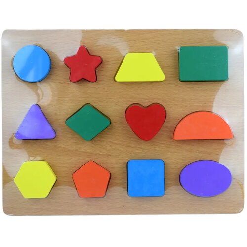 Magic Toys Barvita lesena igra za vstavljanje oblik 30x23cm Cene