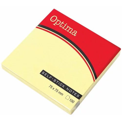 Optima Blok samolepilnih lističev, 75 x 75, 100 listov, pastelno rumen