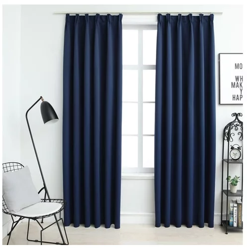  Zatemnitvene zavese z obešali 2 kosa modre 140x225 cm