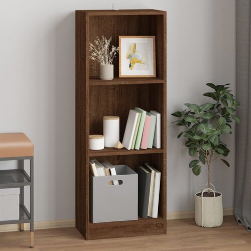  The Living Store Knjižna omara 3-nadstropna rjav hrast 40x24x109 cm inženir. les - Knjižna Omara, (21431662) Cene