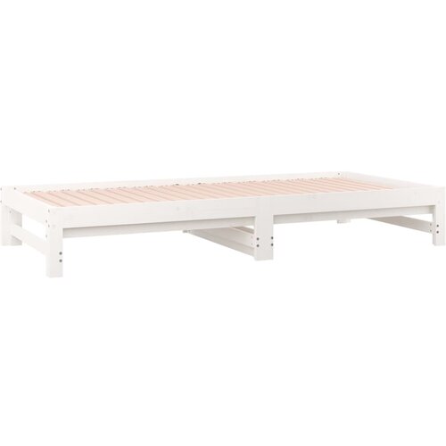  Dnevni ležaj na izvlačenje bijeli 2x(80x200)cm masivna borovina Slike
