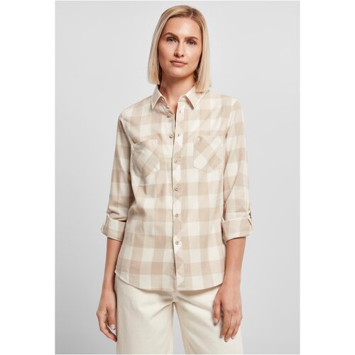 UC Ladies Ladies Turnup Checked Flanell Shirt whitesand/lighttaupe Slike