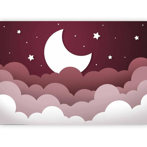  Foto tapeta - Moon dream - clouds in a maroon sky with stars for children 100x70 Vodootporna Cene