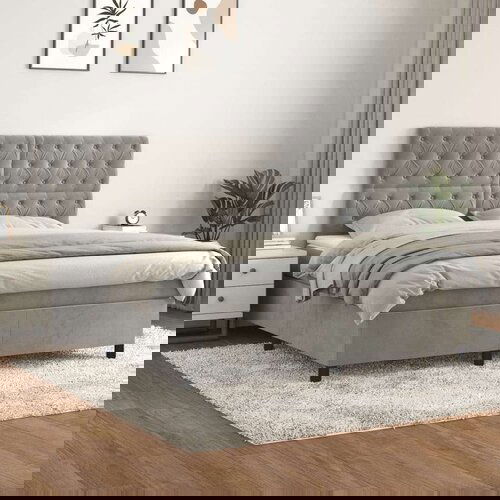  Box spring postelja z vzmetnico svetlo siva 160x200 cm žamet, (20790927) Cene