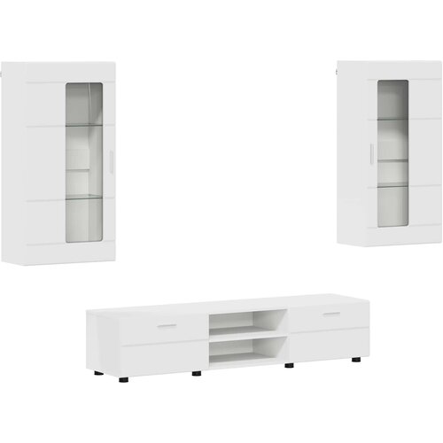  Set TV komoda s ladicama FLORIN 3 pcs Bijelo Konstruirano drvo Slike