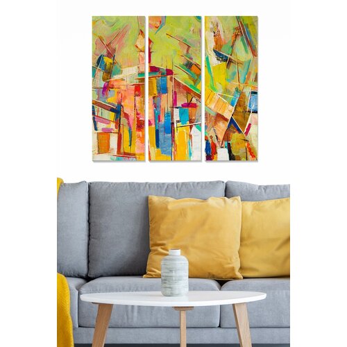 Wallity MDF129236510 multicolor decorative mdf painting (3 pieces) Cene