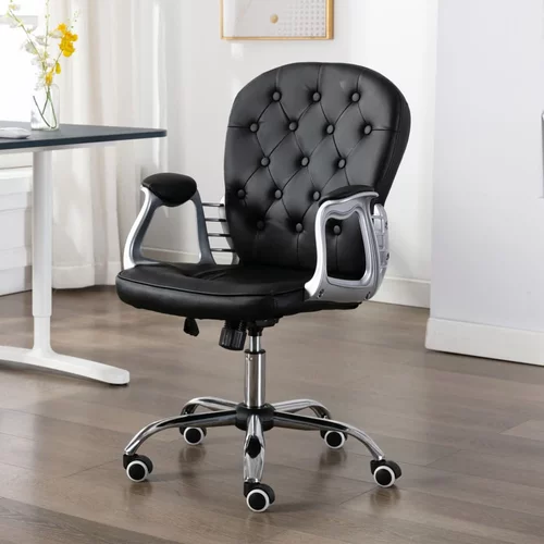 vidaXL Vrtljiv pisarniški stol črno umetno usnje, (20669281)
